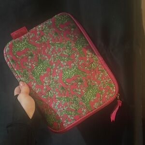 Lilly Pulitzer Pink and Green Elephant Print Zip Pouch
